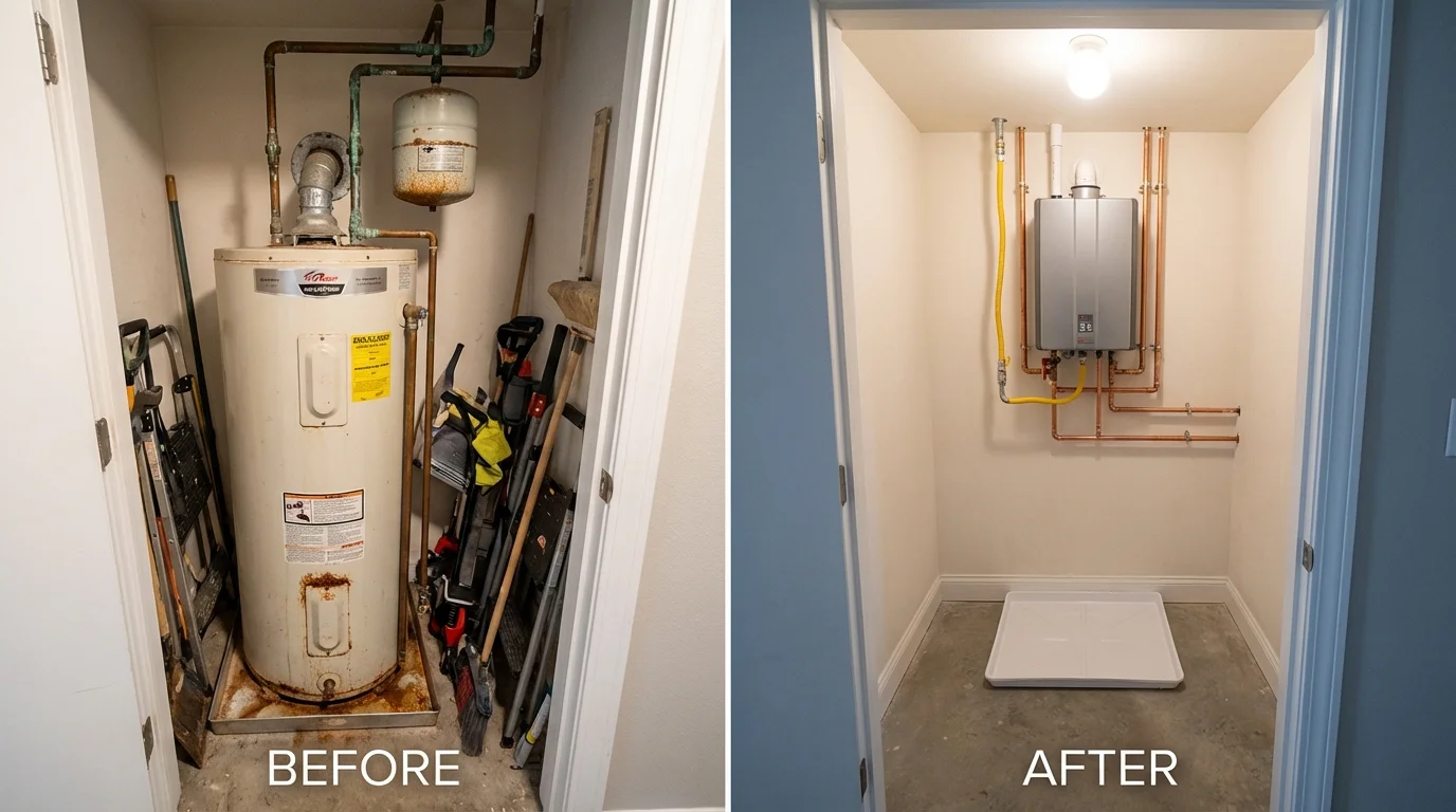 Tank water heater versus wall-mounted tankless unit comparison for Geneva, IL homeowners